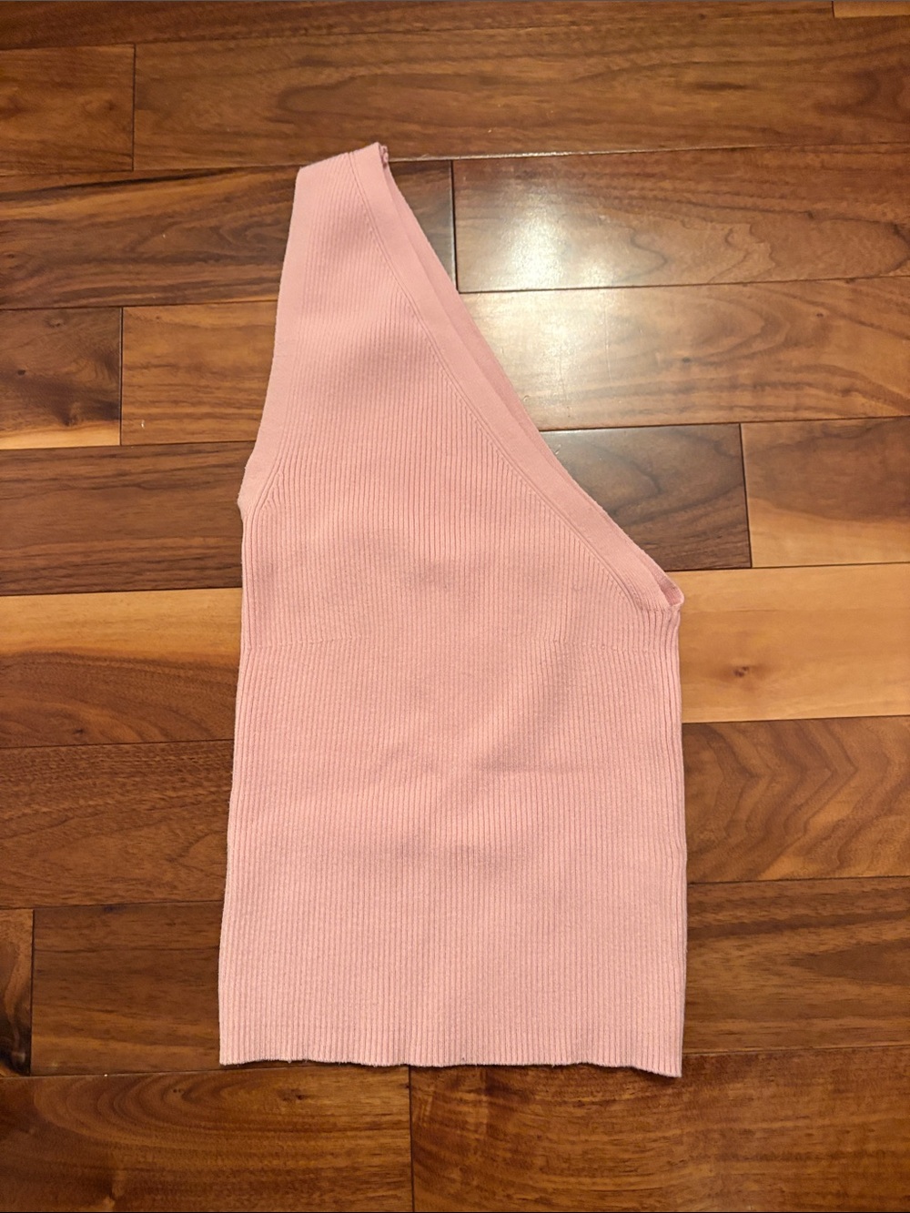 One-Shoulder Ribbed Pink Women's Top
